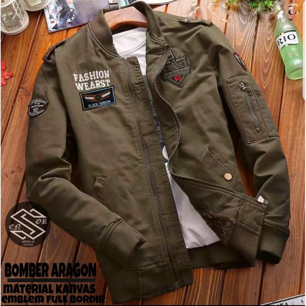 Jaket Bomber Clasic Aragon Kanvas / Jaket Pilot Pria / Jaket Motor Bikers