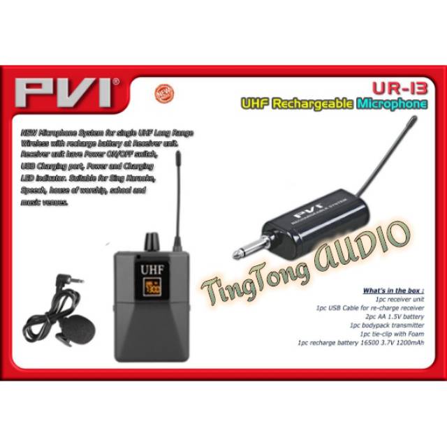 Mic wireless jepit/kancing imam/podium merk PVI tipe UR-13