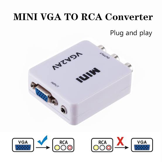 Paket Converter VGA2AV kabel Vga To AV with audio- Konverter adapter Vga To Rca mini box