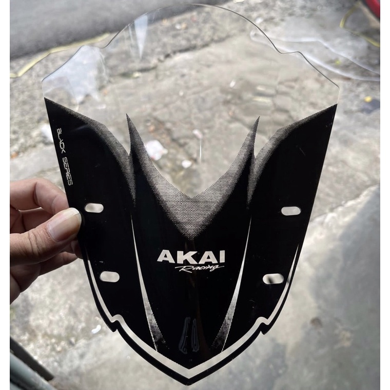 Visor Windshield Aerox 155 Two Tone Black Series Original Merk Akai Racing