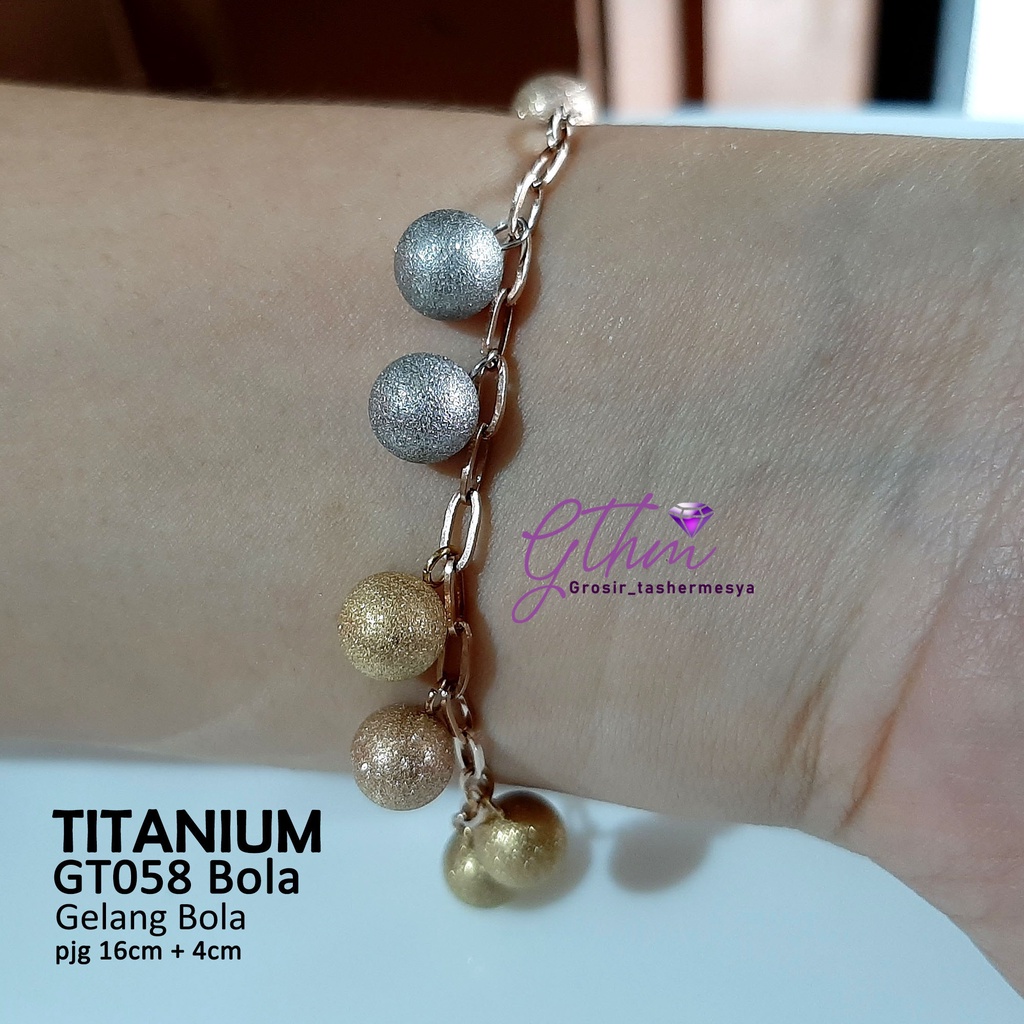 Gelang Wanita Titanium Stainless Steel Bola Kombinasi Perhiasan Fashion Import kualitas Premium gt058