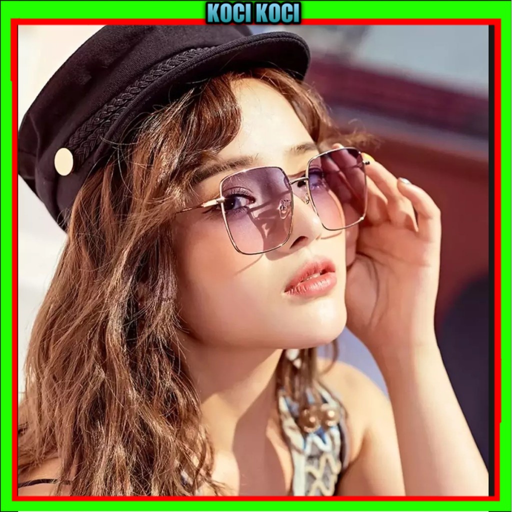 Kacamata Segiempat Metal-Sunglasses-Korea Pria/Wanita-Fashion-Retro Vintage