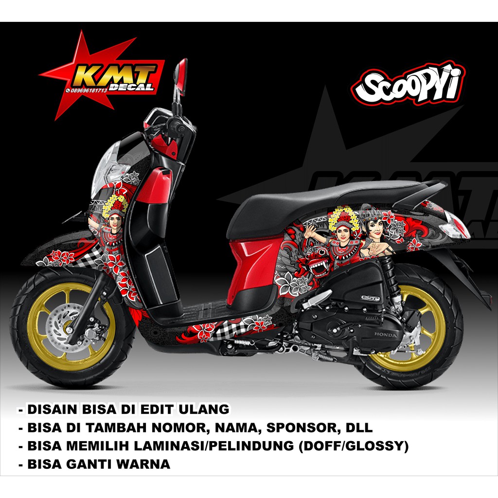 Decal Sticker Custom Honda Scoopy Fi 2017-2020 New Disain Barong Bali 1