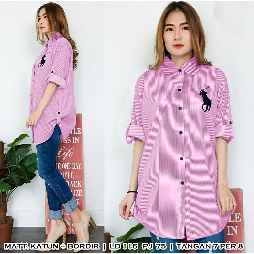 F&F [COD] + [GRATIS ONGKIR] Kemeja Jumbo Polur XXXL / Kemeja Wanita Big Size / Atasan Wanita XXXL-Pink