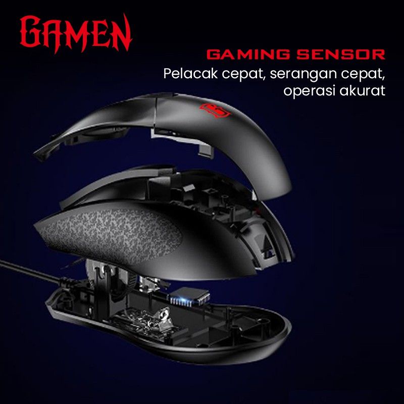 GAMEN MOUSE GAMING KABEL 2000 DPI GM100 GARANSI 1 TAHUN