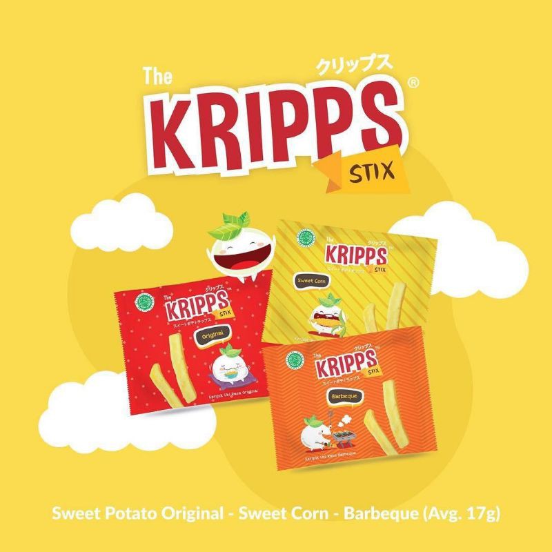 

potato kripps 3 varian: sweet potato original, sweet corn, barbeque