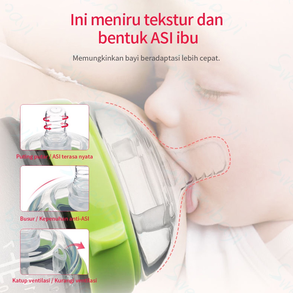 PIKO Bello Botol susu bayi Leher lebar Dengan Sedotan