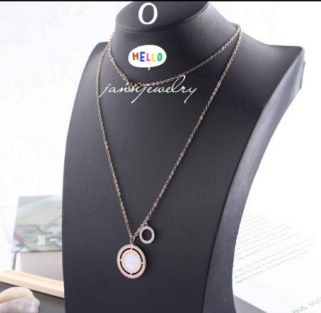 Kalung titanium panjang 70Cm mewah asli anti karat selamanya