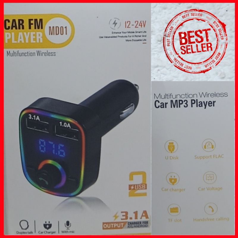 MD01 FM Transmitter Modulator Wireless Bluetooth Dual 2 USB MP3 Player Car Charger