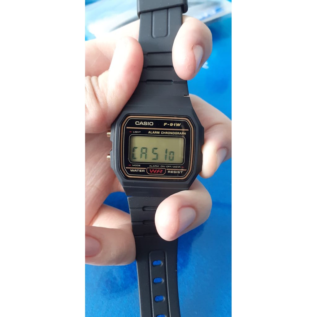 CASIO Original F-91W Series (Unisex - Karet - HItam) Tanpa Kotak Mika)