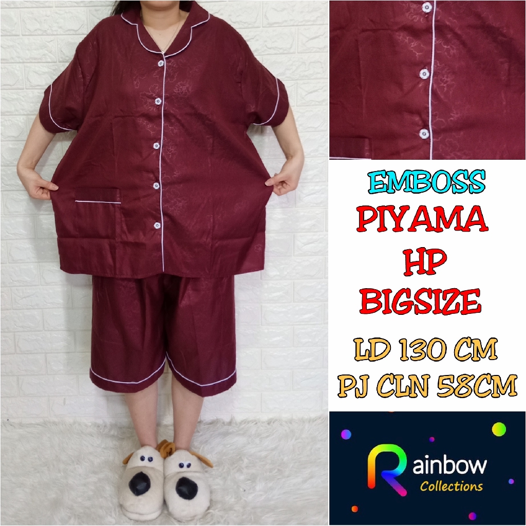 Piyama dewasa HP celana pendek baju pendek, katun ,HP BIG SIZE MOTIF EMBOSS