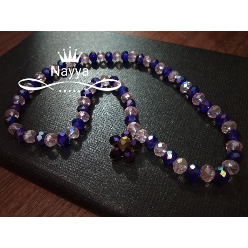 kalung imitasi anak perempuan murah kristal biru pink