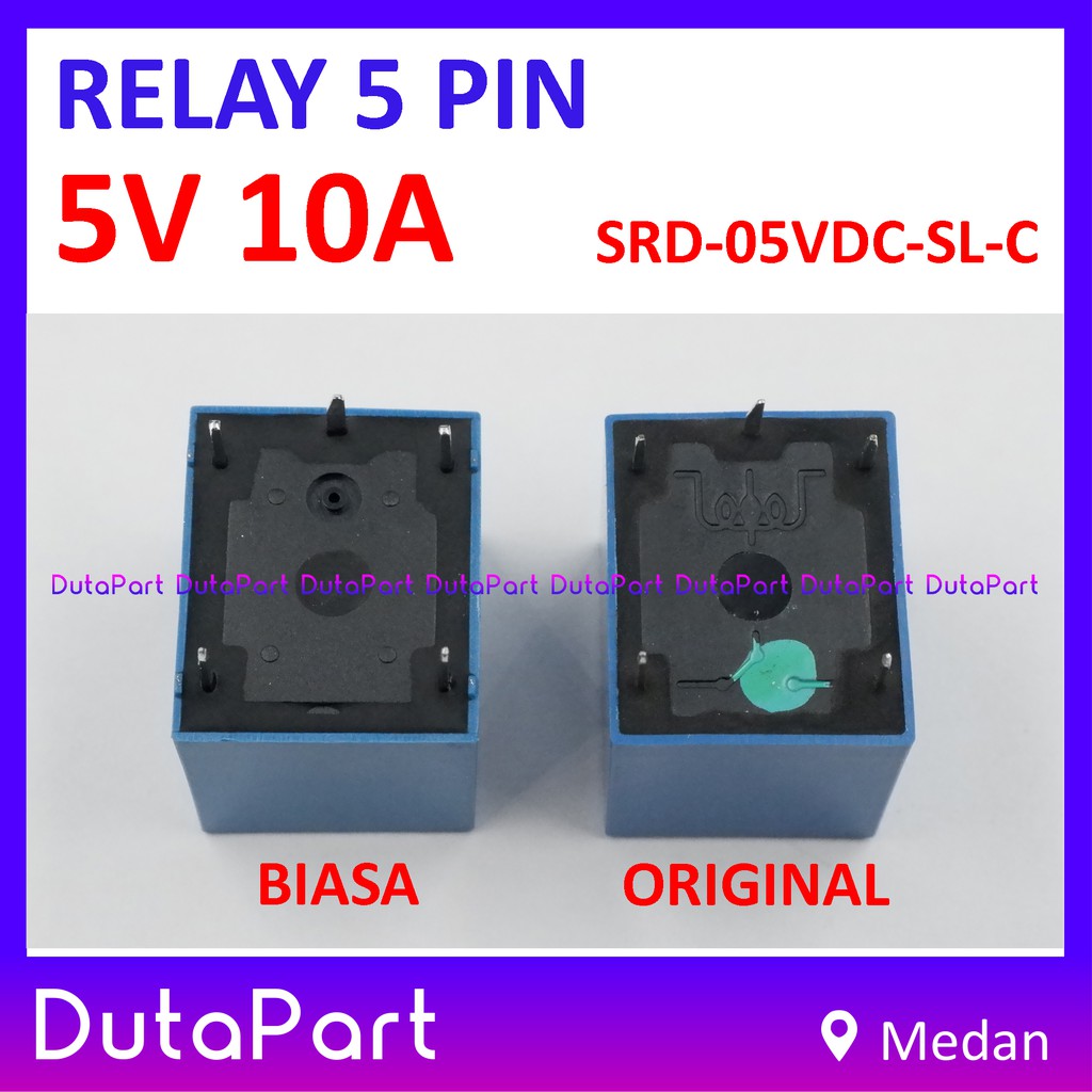 Relay 5V 10A ORIGINAL SONGLE SRD-05VDC-SL-C 5 PIN Kaki 5P