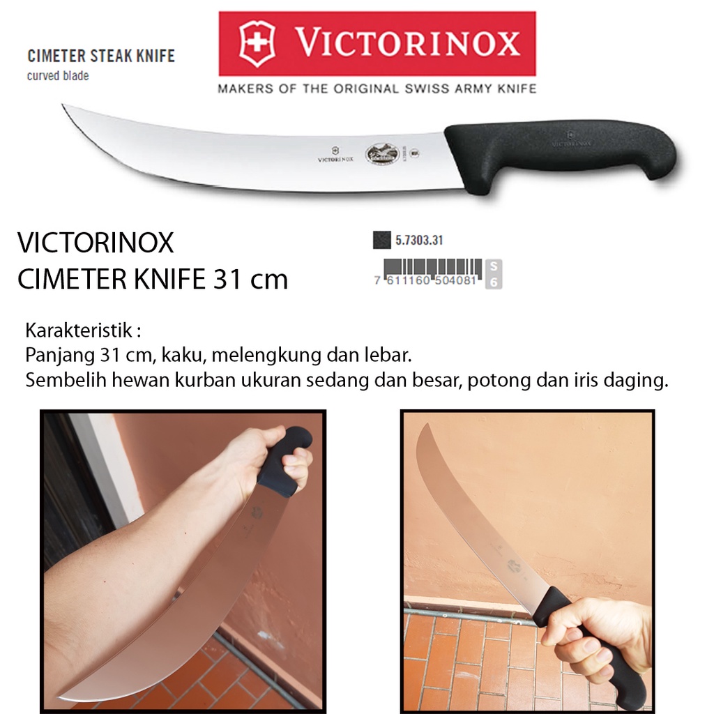 VICTORINOX CIMETER 31 cm dan 36 cm - Pisau sembelih kurban butcher knife pisau daging pisau pedaging