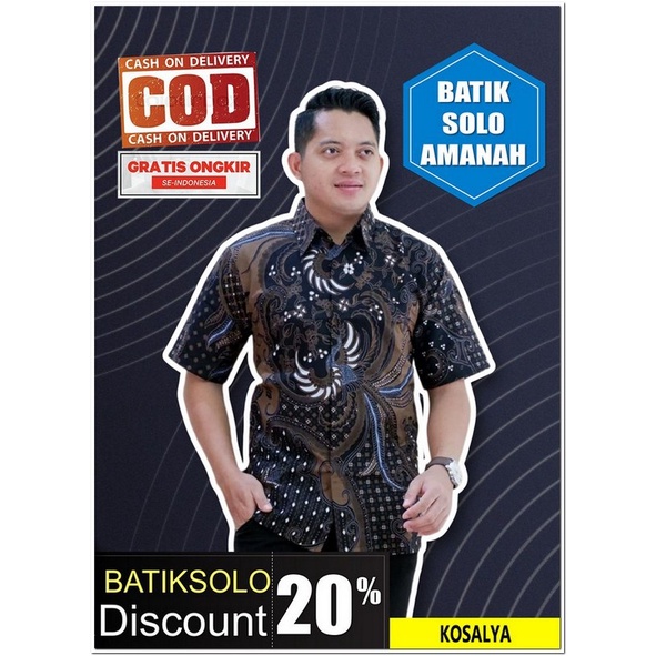 BATIKSOLOAMANAH PROMO BAJU PREMIUM KOSALYA BATIK INDONESIA KEMEJA BATIK PRIA SOLO LENGAN PENDEK LAPI