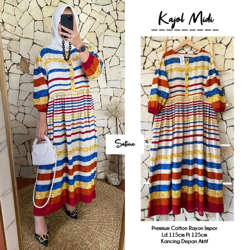 (BISA COD) KAJOL MIDI DRESS -- ORI BY SATINE