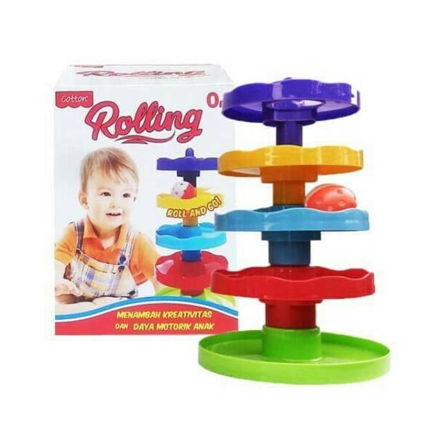 FUN DOH Rolling On Go Y1  Mainan Edukasi PAUD Mainan Anak Balita Mainan Bola Bayi 5 Susun - Cotton Rolling