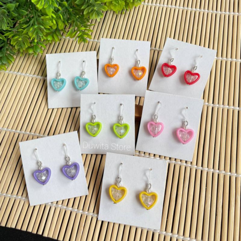 HANDMADE ANTING ANAK/DEWASA KAITAN PLASTIK MOTIF LOVE CEKO