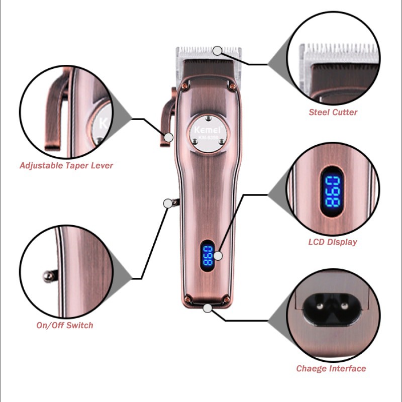 KEMEI 9350 ORIGINAL CUKURAN RAMBUT ELEKTRIK CAS HAIR CLIPPER RECHARGEABLE CORDLESS KM 9350 KM9350 KM9350