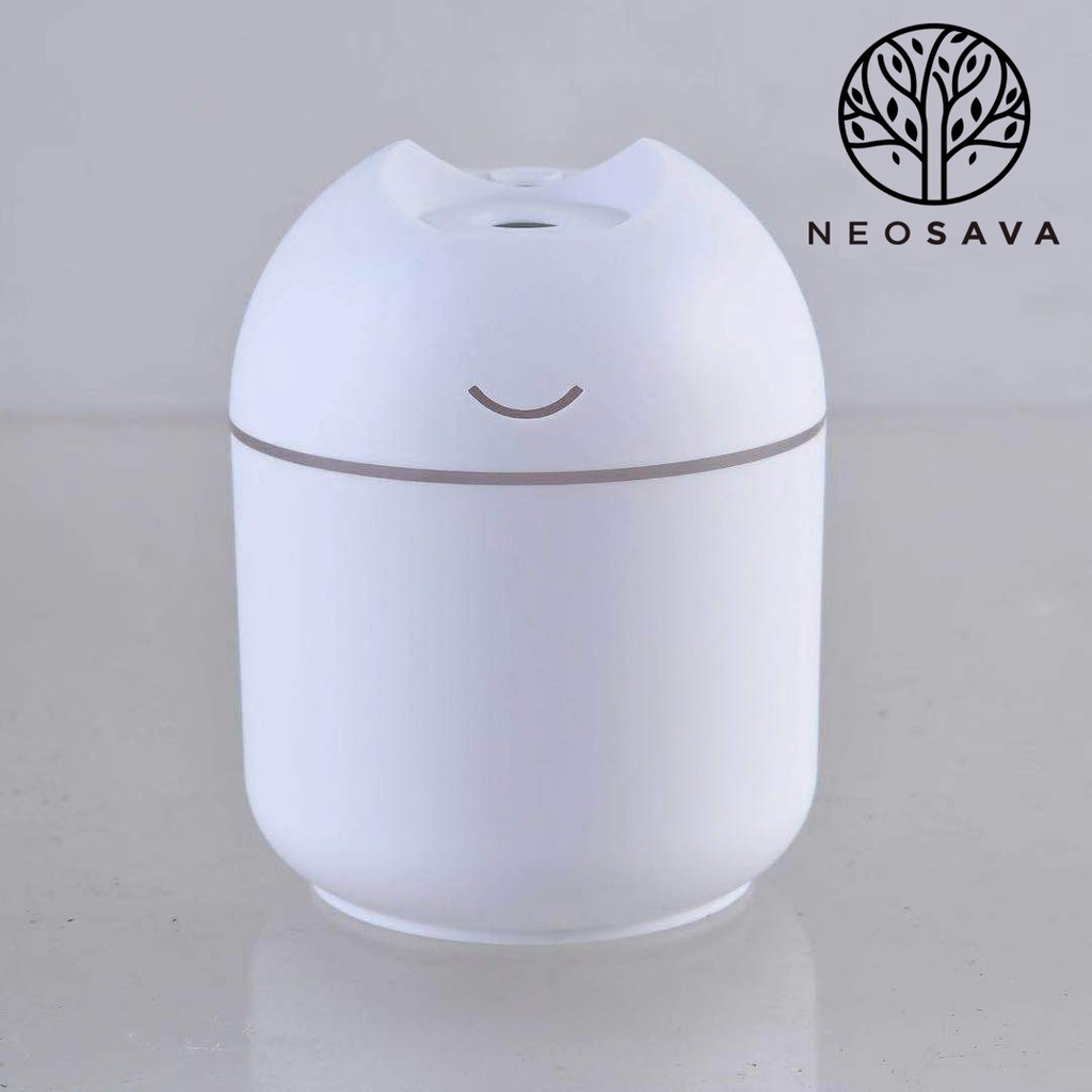 MINI HUMIDIFIER NEOSAVA AROMATERAPI essential oil Diffuser aromatherapy (BACA DESKRIPSI)-MINI SMILE WHITE