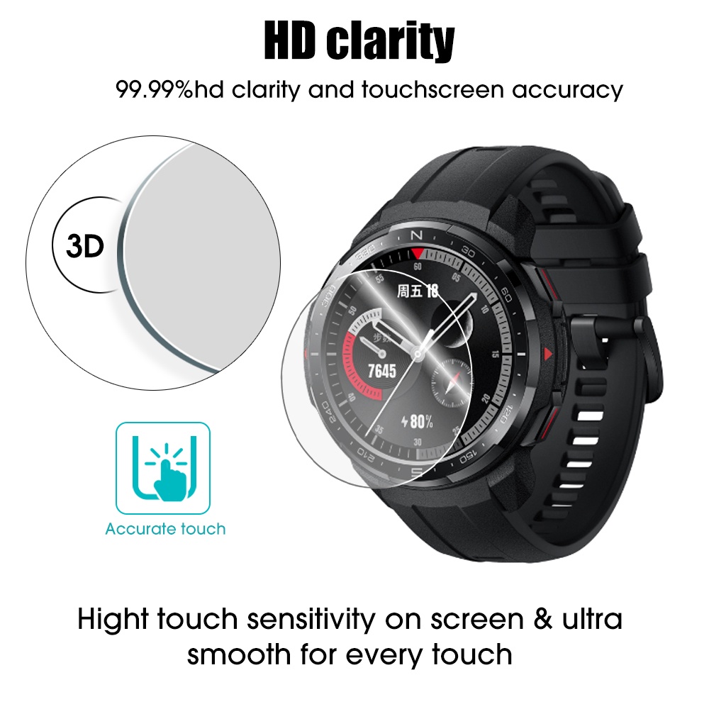 1pc Pelindung Layar Tempered Glass 9H HD Anti Air / Gores Untuk Huawei Honor Watch GS Pro