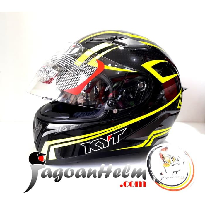 OFC KYT HELM FALCON 2 CARBON BLACK YELLOW FLUO FULLFACE BUKAN VENDETTA