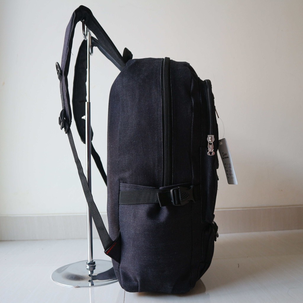 Jual Tas Ransel Punggung Back Pack Distro Navy Jeans Denim Pria Wanita Cowok Cewek Gaul