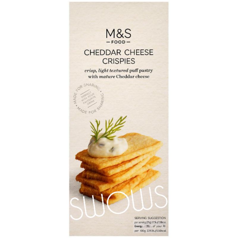 

M&S MARK MARKS & AND SPENCER CHEDDAR CHEESE CRISPIES CRISPY BISCUIT BISKUIT KEJU