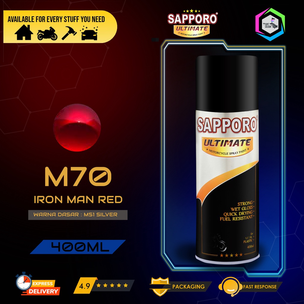 SAPPORO ULTIMATE Metallic Colour Cat Semprot M70 - Iron Man Red