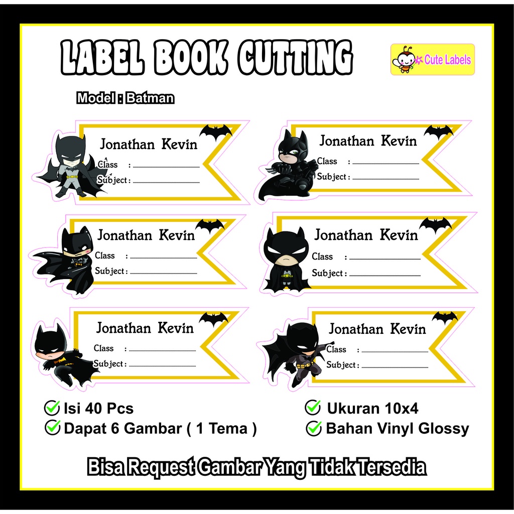 

Label Book Cutting BATMAN