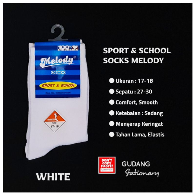 Kaos Kaki Anak Sport School Putih MELODY