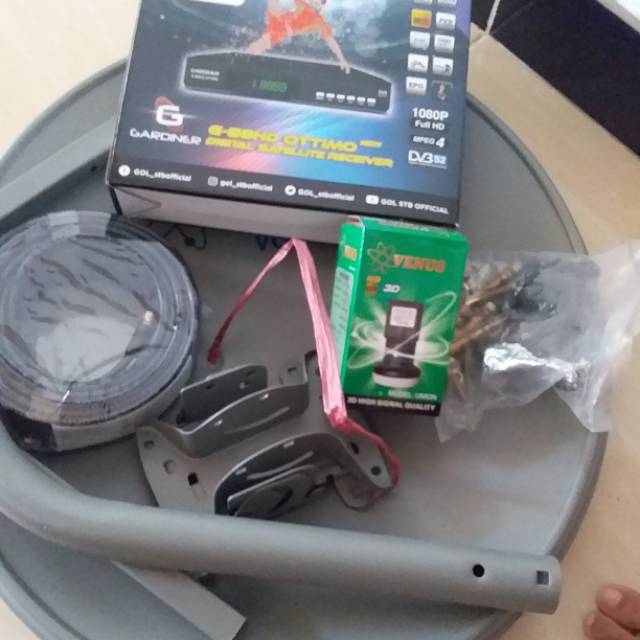 Paket Lengkap Antena Parabola Mini venus / KVISION 45cm + Gardiner Ottimo Free Channel MNC Group