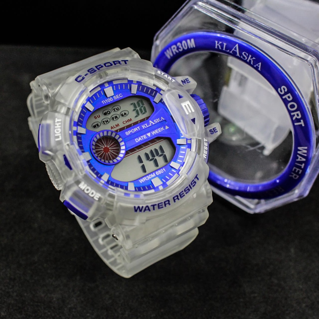 JAM TANGAN CEWEK/COWOK KLASIKA DIGITAL TRANSPARANT SPORT STRAP RUBBER WR/JAM TANGAN KLASIKA TERBARU WR/INCLUDE BOX