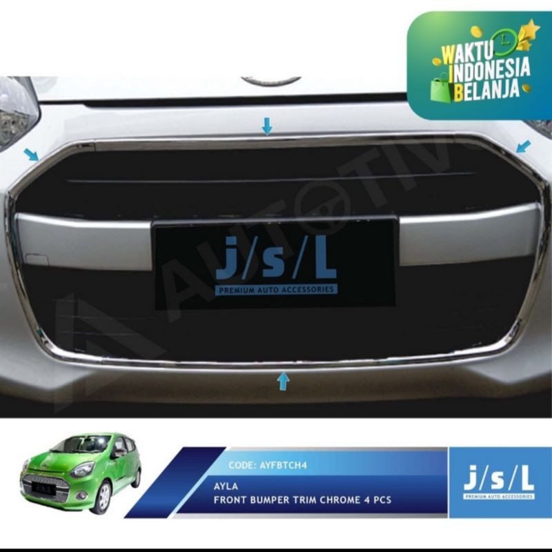 List bumper depan front bumper trim chrome 4 PC Daihatsu Ayla jsl