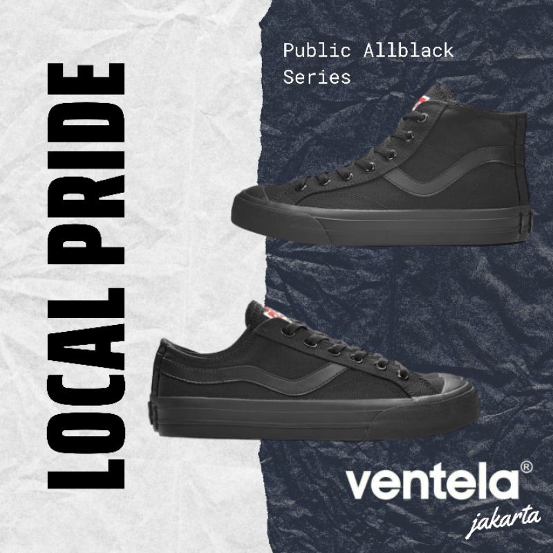 SEPATU VENTELA ORIGINAL PUBLIC HIGH/LOW ALLBLACK SEPATU SEKOLAH VENTELA  VANTELA SEPATU ANAK SEKOLAH