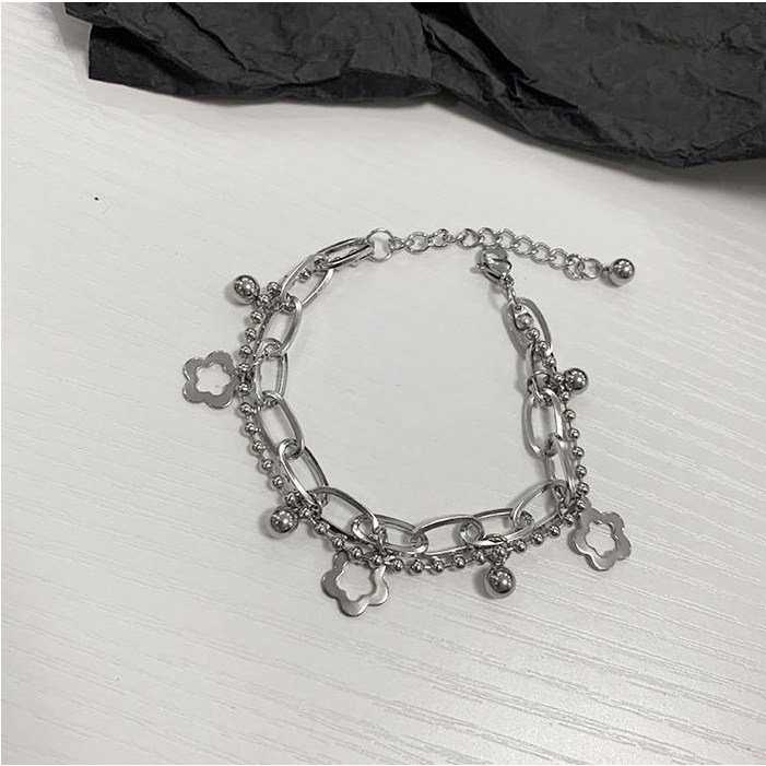 Hollow Flower Pendant Double Bracelet Female Chain Bracelet