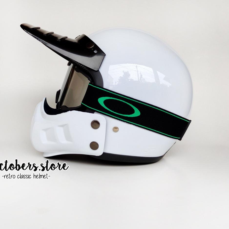 Flash Sale HELM CAKIL MODULAR PUTIH GLOSS HALF FACE / FULL FACE - HELM RETRO - HELM BOGO ,,