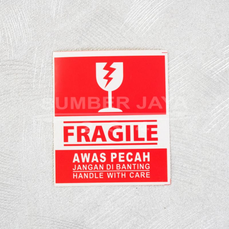 stiker fragile 8 x 9 isi 10 / awas kaca pecah / TERMURAH