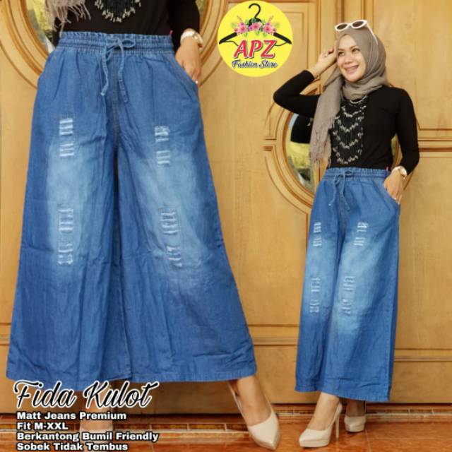 fida kulot jeans jumbo motif sobek