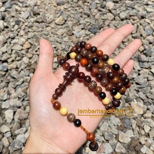 (TERLARIS) Tasbih KOMBINASI 9 Kayu Bertuah 8mm dan 10mm|  Tasbih Kayu Kombinasi Bersertifikat dan Bo