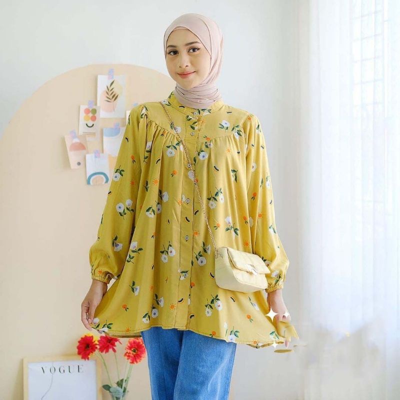 ADEBA - YUFIZA BLOUSE KEMEJA RAYON WANITA KANCING DEPAN