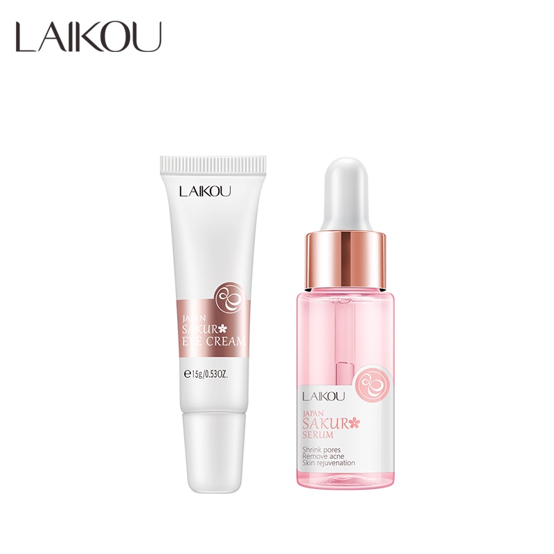 LAIKOU Sakura Brightening Esensial Serum Menghilangkan  Lingkaran Hitam Anti-Aging 2 Pcs