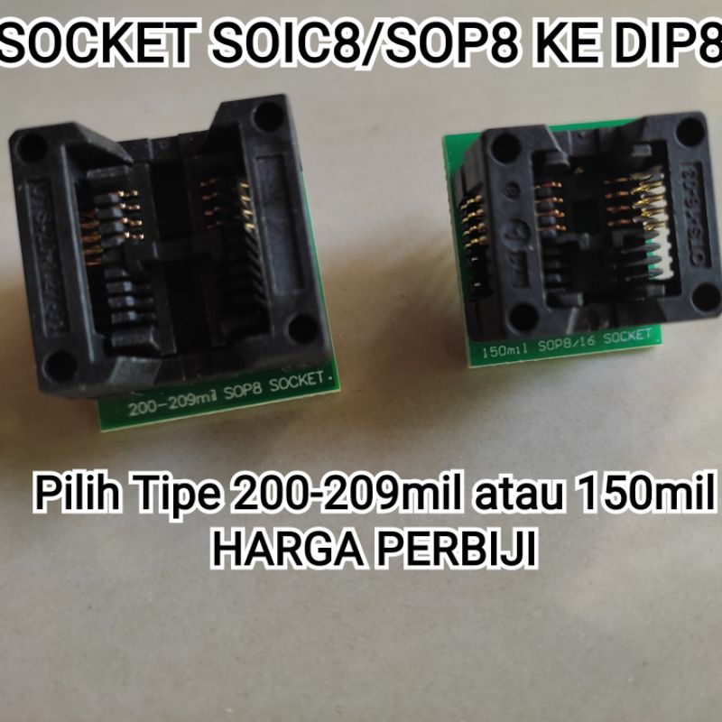 SOCKET SOKET ADAPTER SOIC8 SOP8 KE DIP8 150mil / 200mil  SOKET SOCKET PROGRAMMER ADAPTER CH341 CH341A WINBOND IC MEMORY DLL