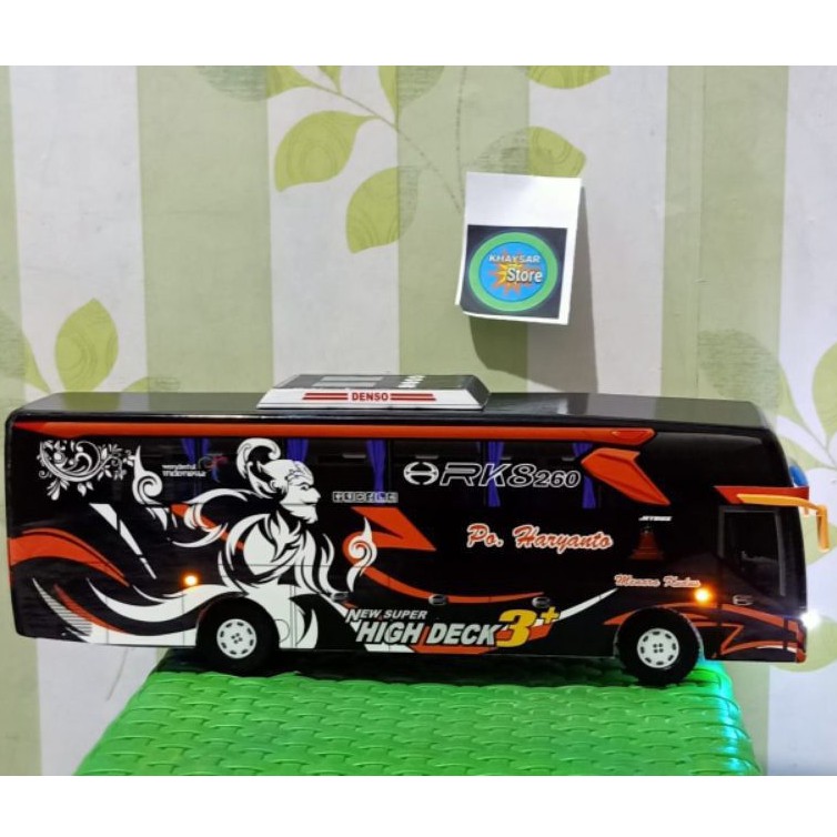 Miniatur Bus bis / mainan bus bis Haryanto wayang BIMA + Lampu