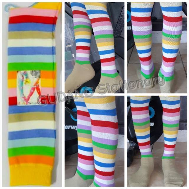 Kaos Kaki Hi Sock Fashion Salur Pelangi