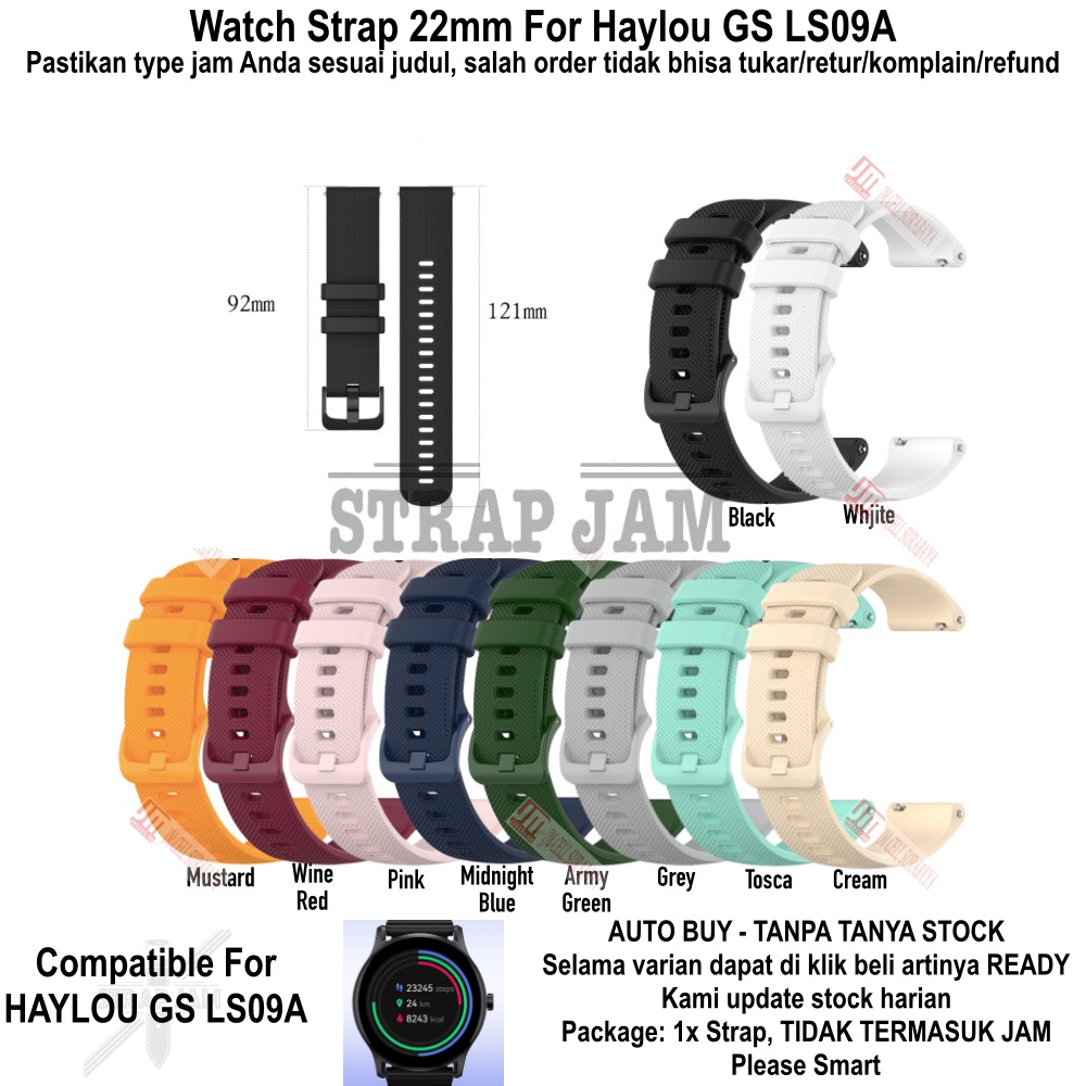 OYE 22mm Strap Haylou GS LS09A - Tali Jam Tangan Silikon Lentur Nyaman