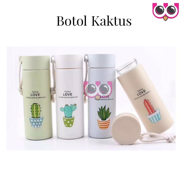 NEW [ BOTOL KAKTUS ] BOTOL MINUM KACA KAKTUS / BOTOL AIR KACA KAKTUS 450ML