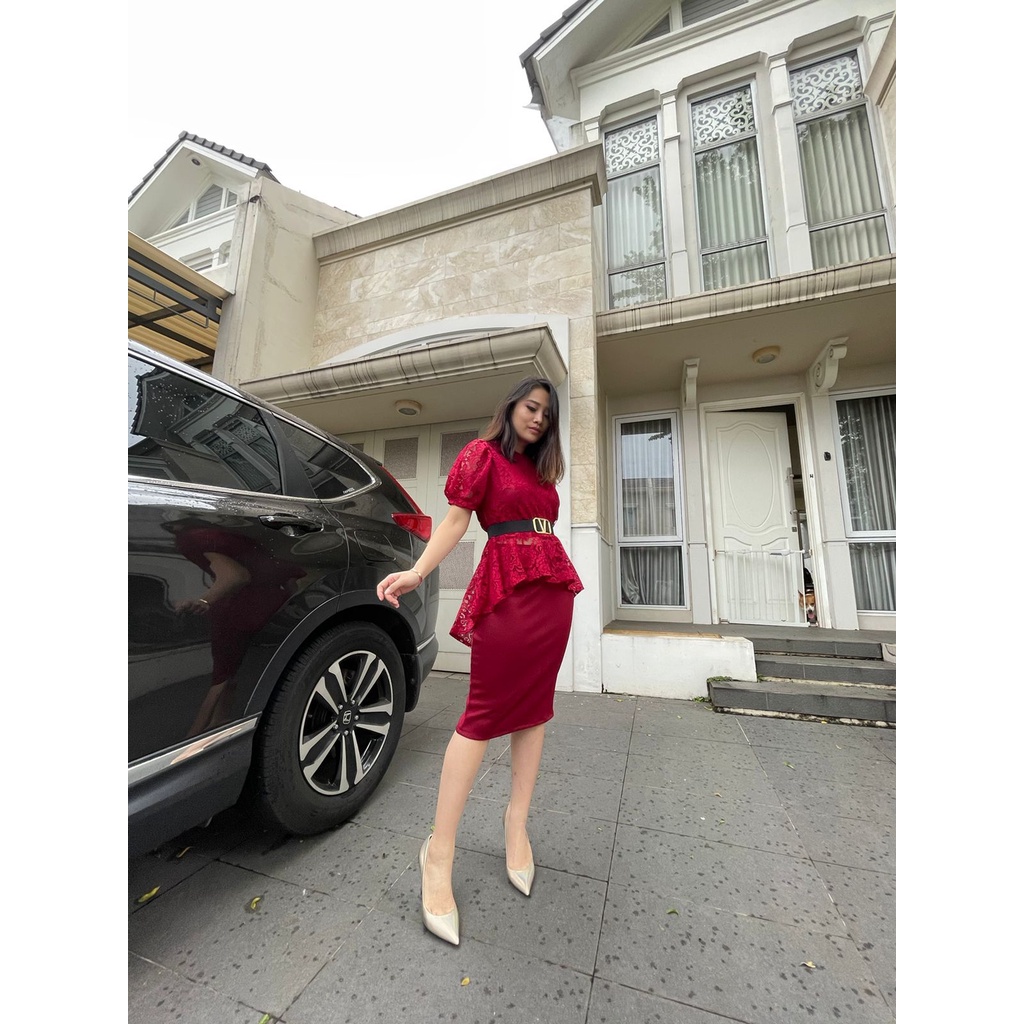 Setelan fashion wanita / Set fashion midi / Set brukat kombinasi scuba Jessica Collection 668#
