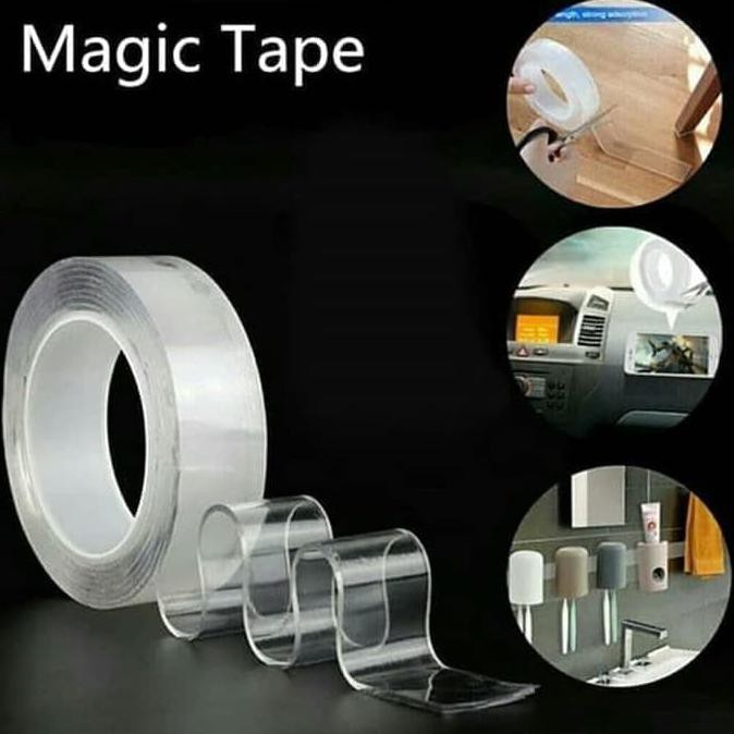 

Nano magic tape transparant washable reuse ivy grip isolasi 3cm x 1m MURAAAh