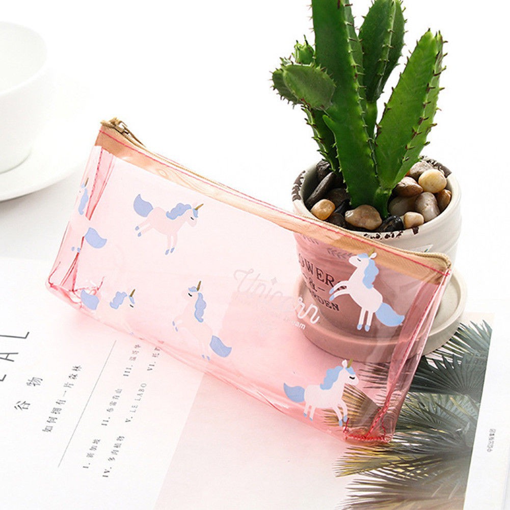 

BAG CUTIE spot Novelty Simulasi Kartun unicorn tempat alat tulis Transparan silikon Pensil TAS